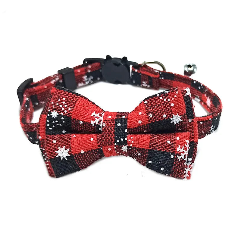 Christmas Pet Bow Tie Collar – Elegant Holiday Accessory for Dogs & Cats