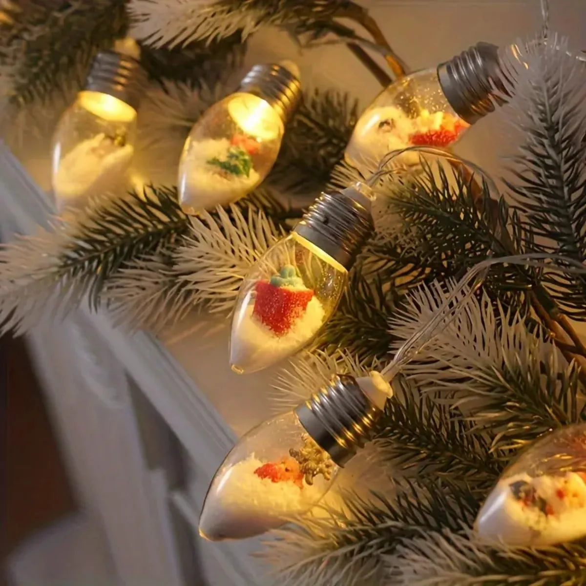 Snowball Christmas LED String Lights – Festive Santa & Snowman Holiday Décor