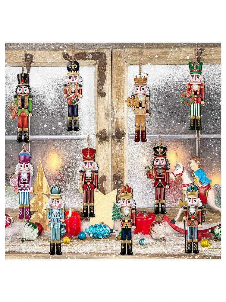 12PCS Wooden Nutcracker Christmas Decorations – Festive Holiday Ornaments for Home & Gifts 2025