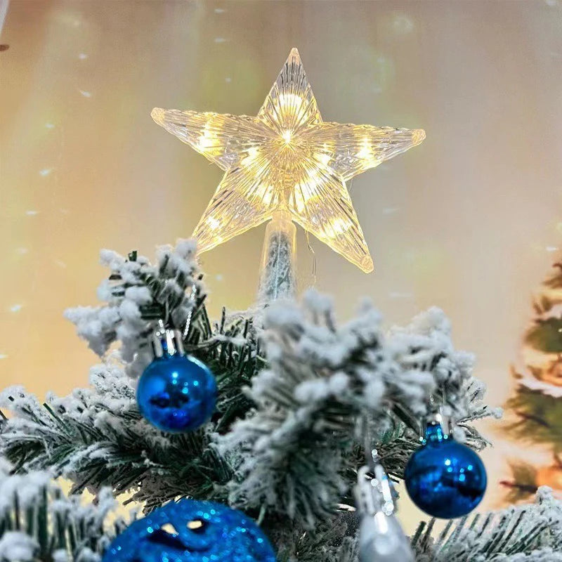 15cm Christmas Decoration Glowing Tree Topper Glitter Shining Star Xmas Tree Ornaments for Home Decor Navidad New Year 2026 Gift