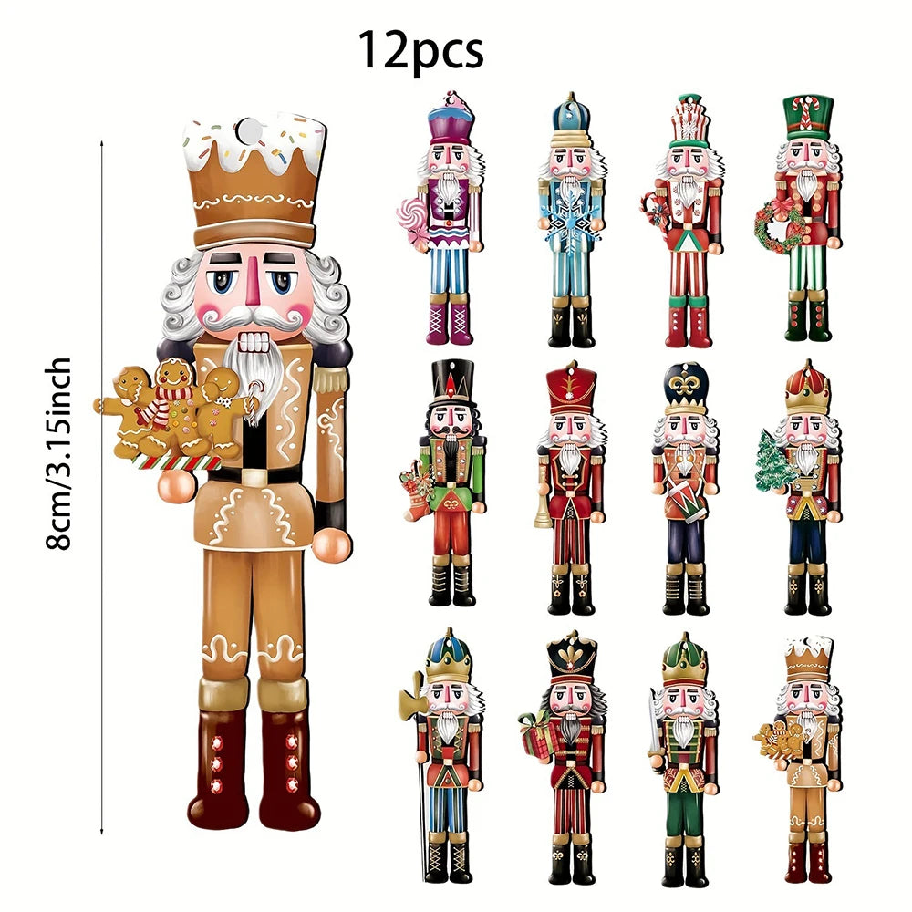 12PCS Wooden Nutcracker Christmas Decorations – Festive Holiday Ornaments for Home & Gifts 2025