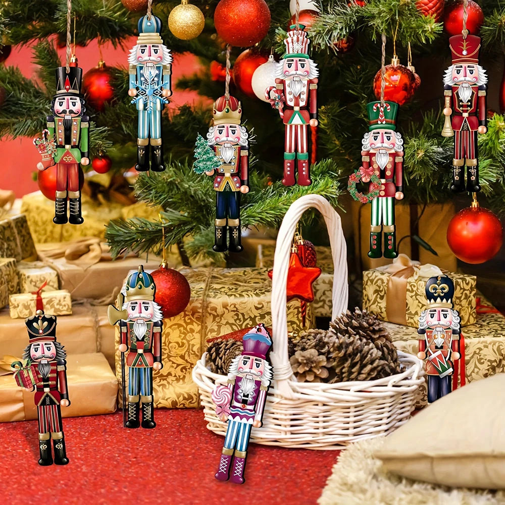 12PCS Wooden Nutcracker Christmas Decorations – Festive Holiday Ornaments for Home & Gifts 2025