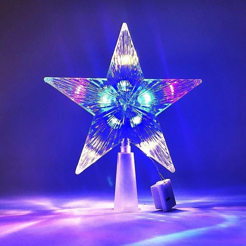 15cm Christmas Decoration Glowing Tree Topper Glitter Shining Star Xmas Tree Ornaments for Home Decor Navidad New Year 2026 Gift