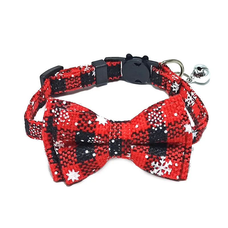 Christmas Pet Bow Tie Collar – Elegant Holiday Accessory for Dogs & Cats