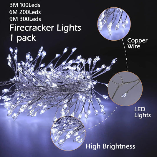 Firecracker LED String Lights – USB Powered Fairy Lights with Remote for Christmas & Parties