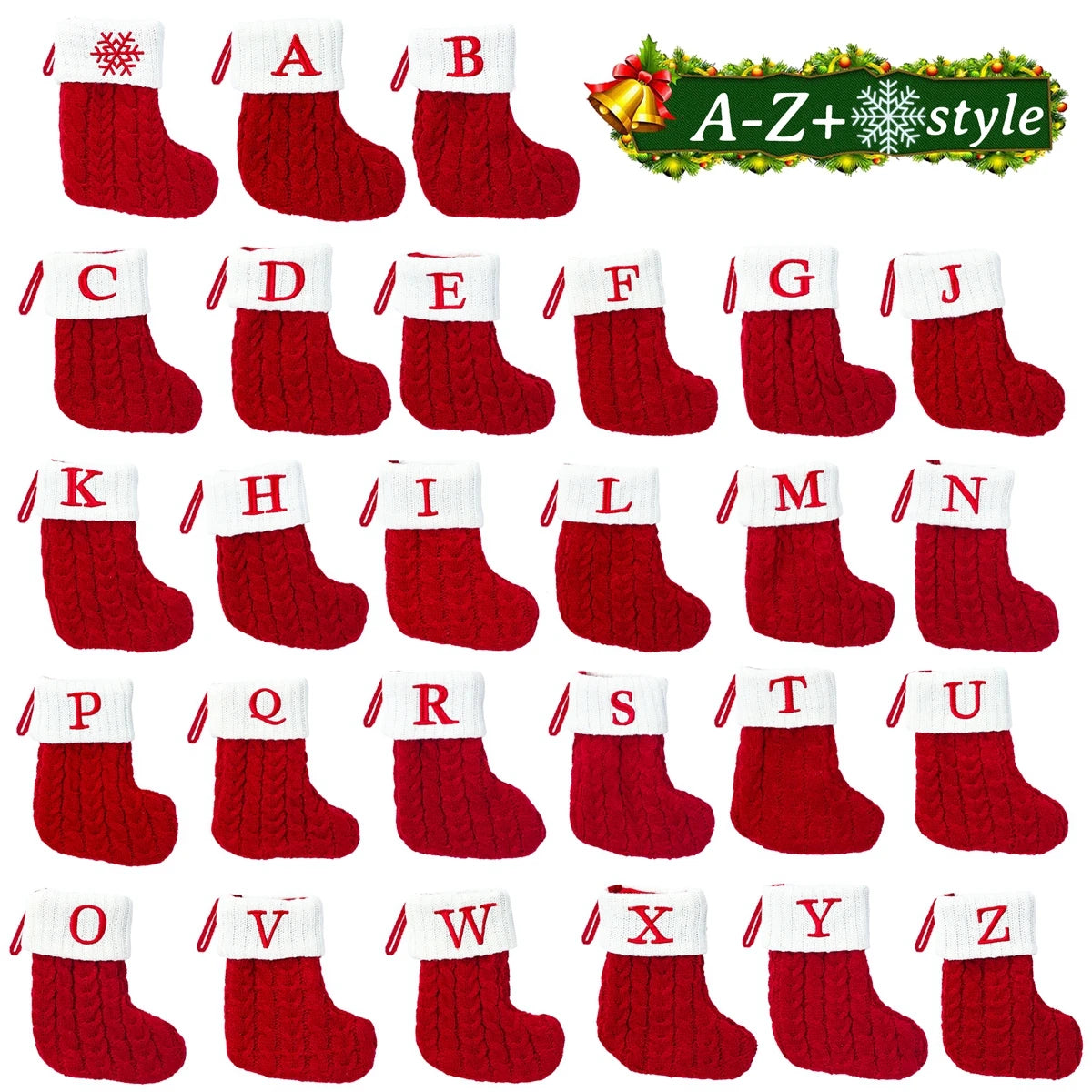 Christmas Socks Knitting Snowflake Letter Stocking Christmas Decoration 2025 For Home Xmas Tree Ornament Gift Navidad Natal 2026