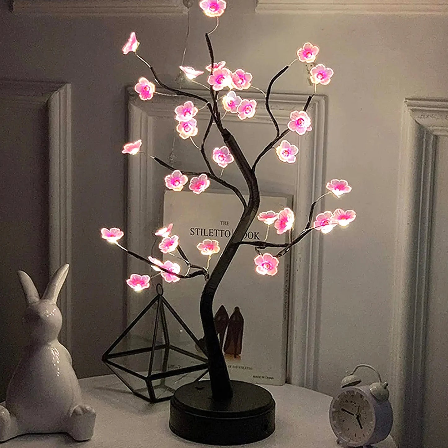 🌸 Cherry Blossom LED Tree Lamp – Touch Sensor Bonsai Light for Home & Holiday Décor