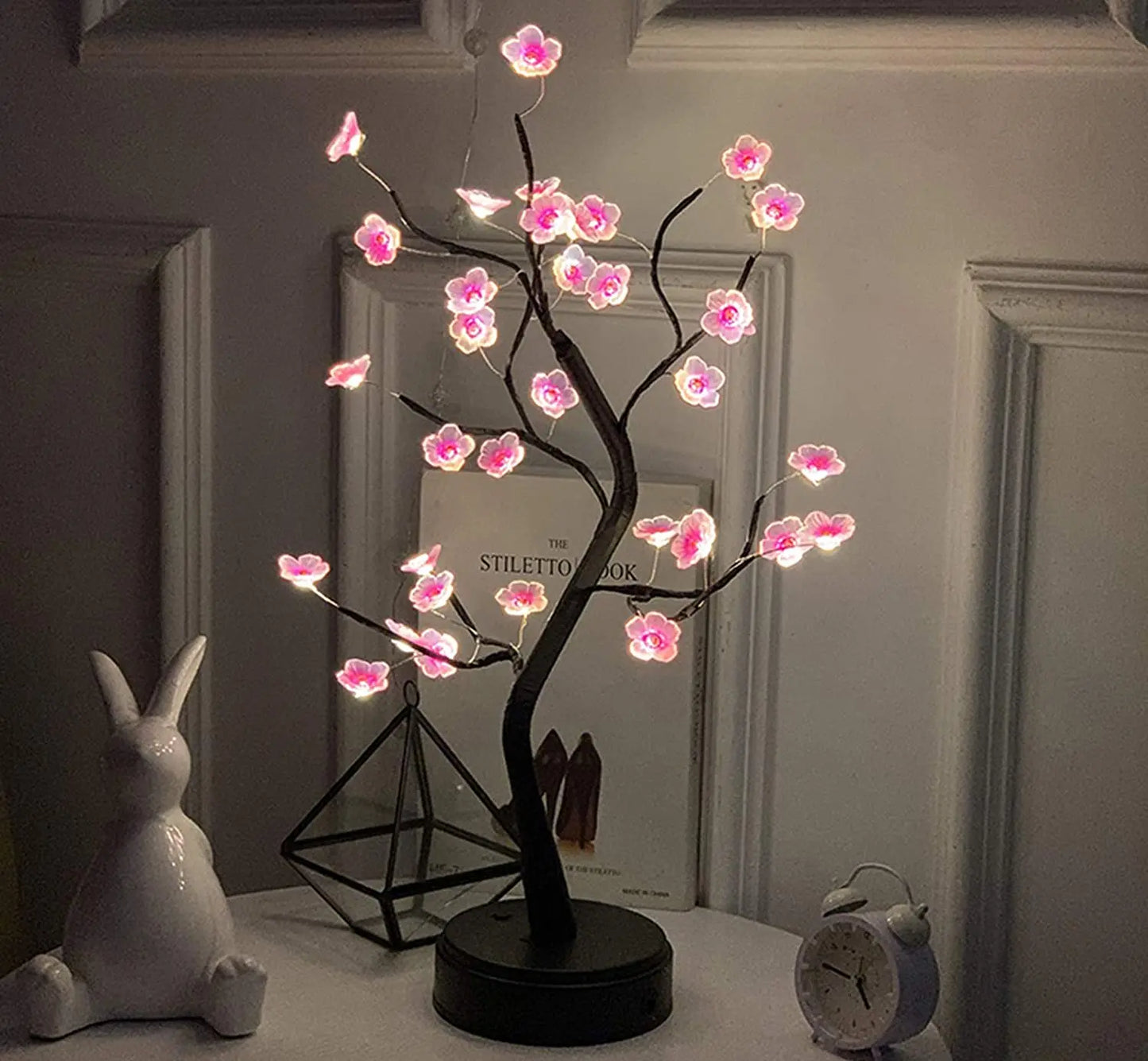 🌸 Cherry Blossom LED Tree Lamp – Touch Sensor Bonsai Light for Home & Holiday Décor
