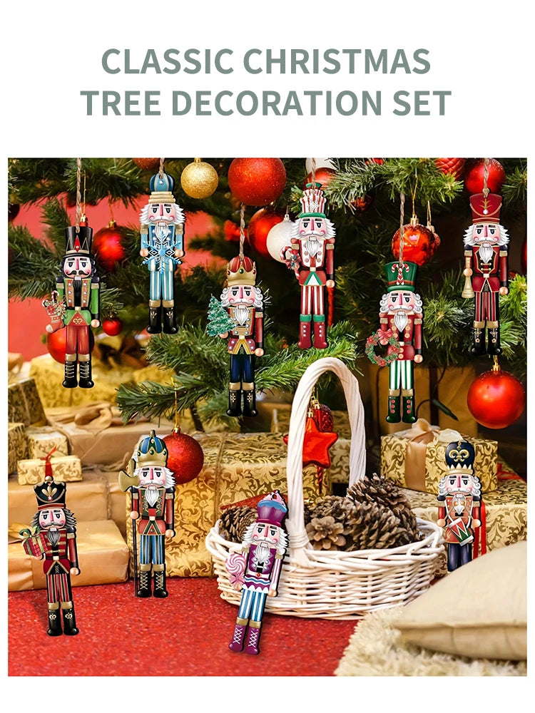 12PCS Wooden Nutcracker Christmas Decorations – Festive Holiday Ornaments for Home & Gifts 2025