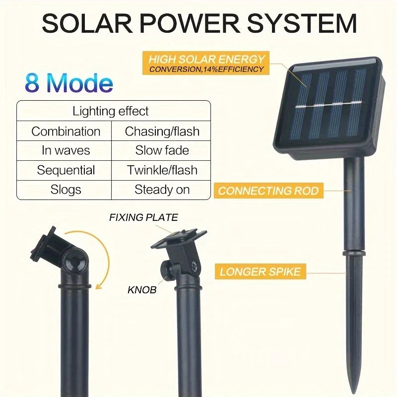 1pack 20/100/200 LED Crystal Globe Solar String Lights, Solar Outdoor Lights, With 8 Lighting Modes, Halloween Decorations Light