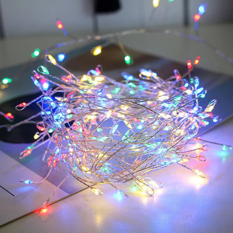 Firecracker LED String Lights – USB Powered Fairy Lights with Remote for Christmas & Parties