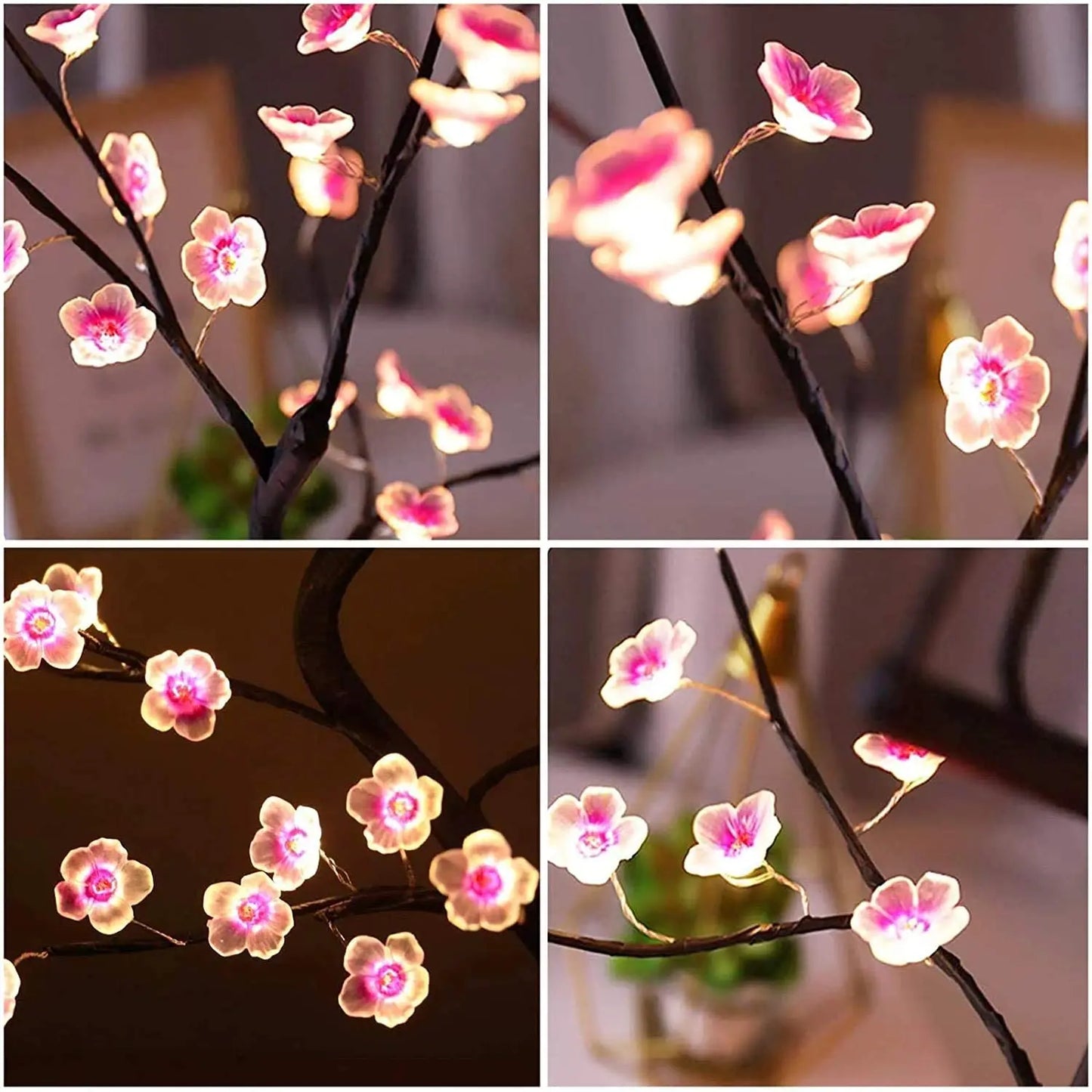 🌸 Cherry Blossom LED Tree Lamp – Touch Sensor Bonsai Light for Home & Holiday Décor