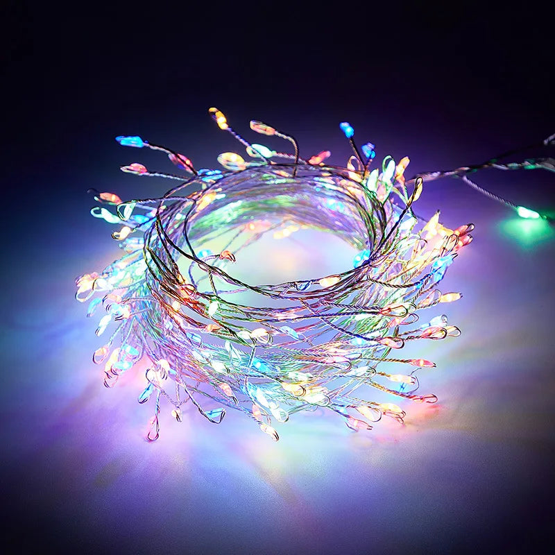 Firecracker LED String Lights – USB Powered Fairy Lights with Remote for Christmas & Parties