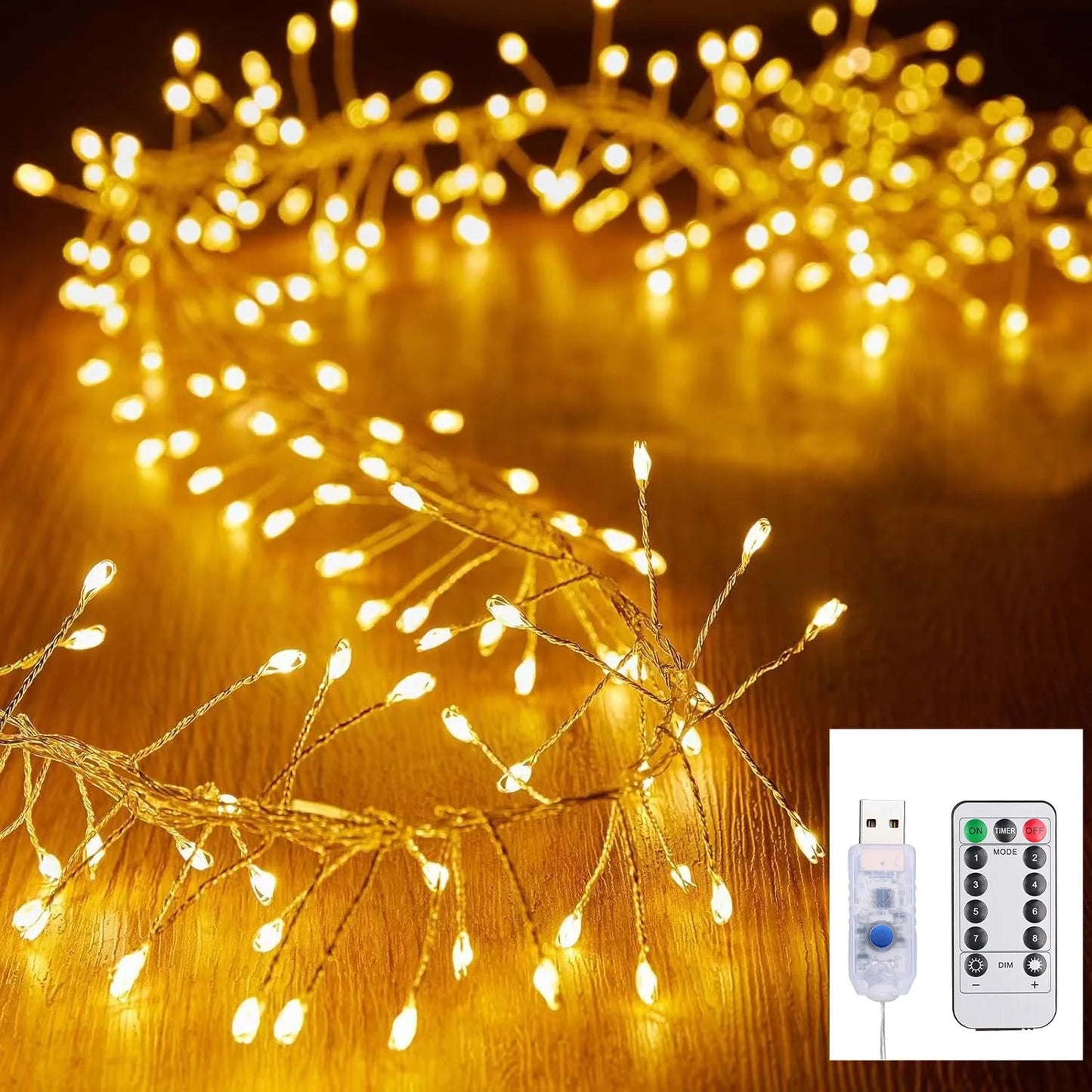 Firecracker LED String Lights – USB Powered Fairy Lights with Remote for Christmas & Parties