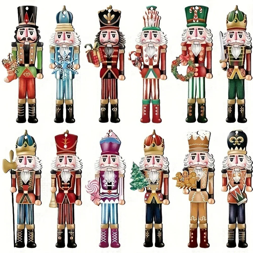 12PCS Wooden Nutcracker Christmas Decorations – Festive Holiday Ornaments for Home & Gifts 2025