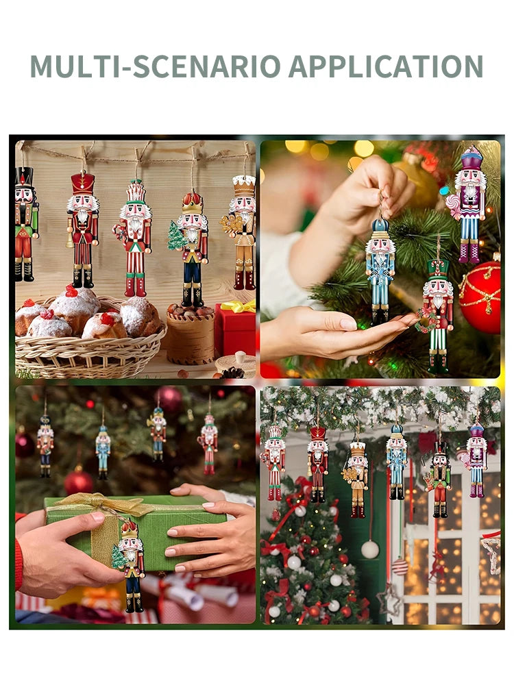 12PCS Wooden Nutcracker Christmas Decorations – Festive Holiday Ornaments for Home & Gifts 2025