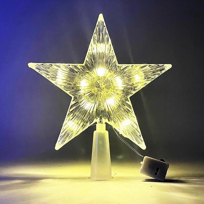 15cm Christmas Decoration Glowing Tree Topper Glitter Shining Star Xmas Tree Ornaments for Home Decor Navidad New Year 2026 Gift