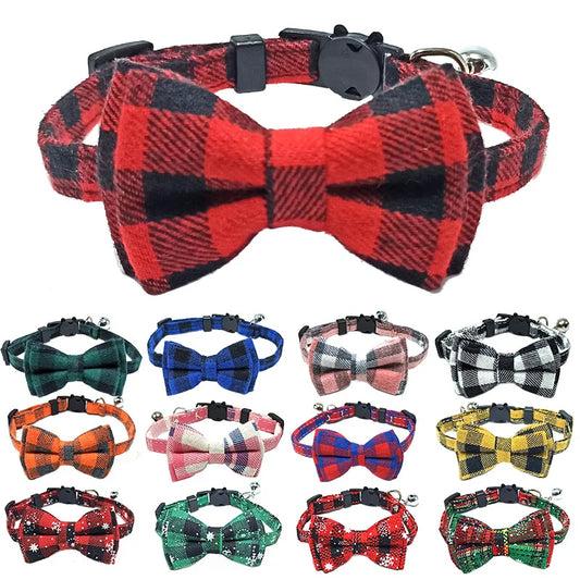 Christmas Pet Bow Tie Collar – Elegant Holiday Accessory for Dogs & Cats